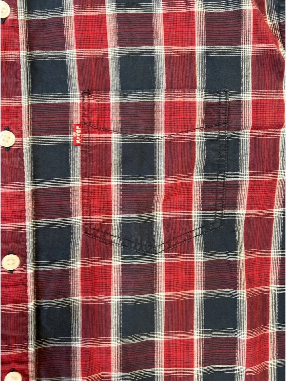 Levi’s Red Blue Plaid Men’s Shirt XL Slim Fit - 1224-2H